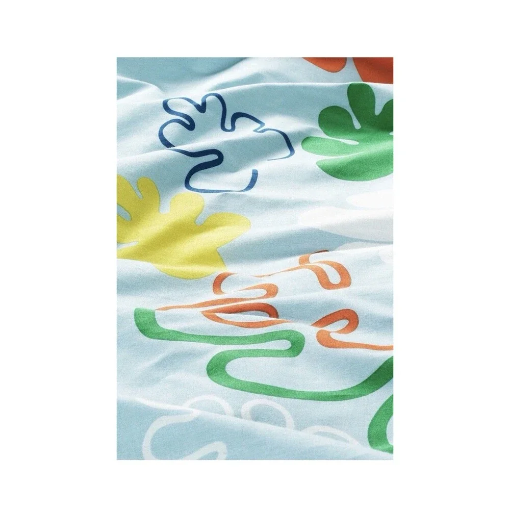 Ikea KANTDRACENA Blue Floral Twin Duvet Cover & 1 Standard Pillowcase